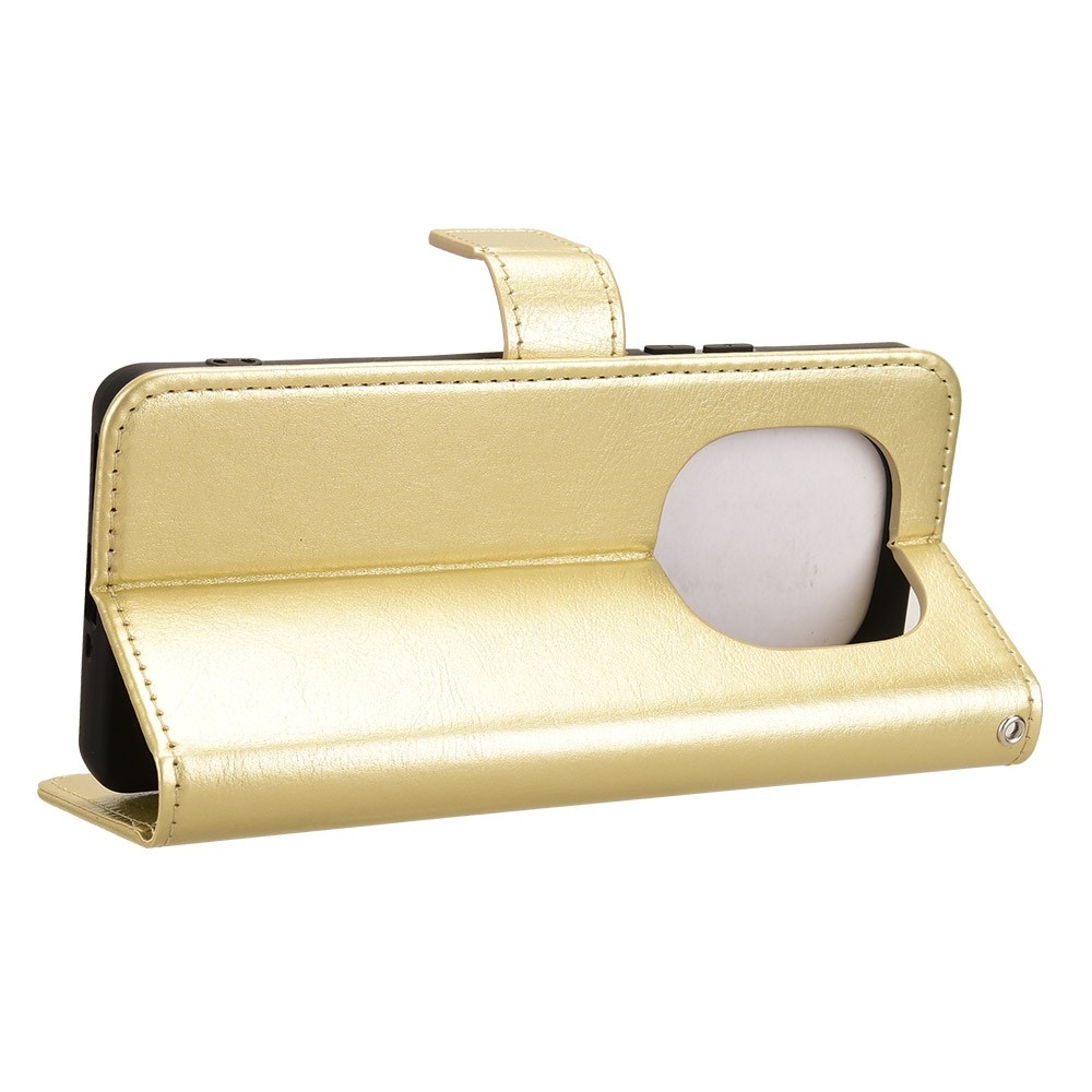 Őrült könyv tok a Xiaomi Redmi Note 14 Pro 5G/Poco X7 5G/Note 14 Pro+ 5G számára - arany színben