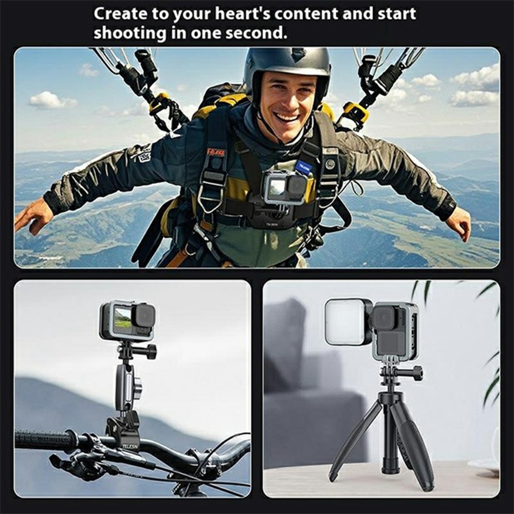 TELESIN fém védőkeret GoPro Hero 13/12/11 kamerákhoz függőleges rögzítéssel