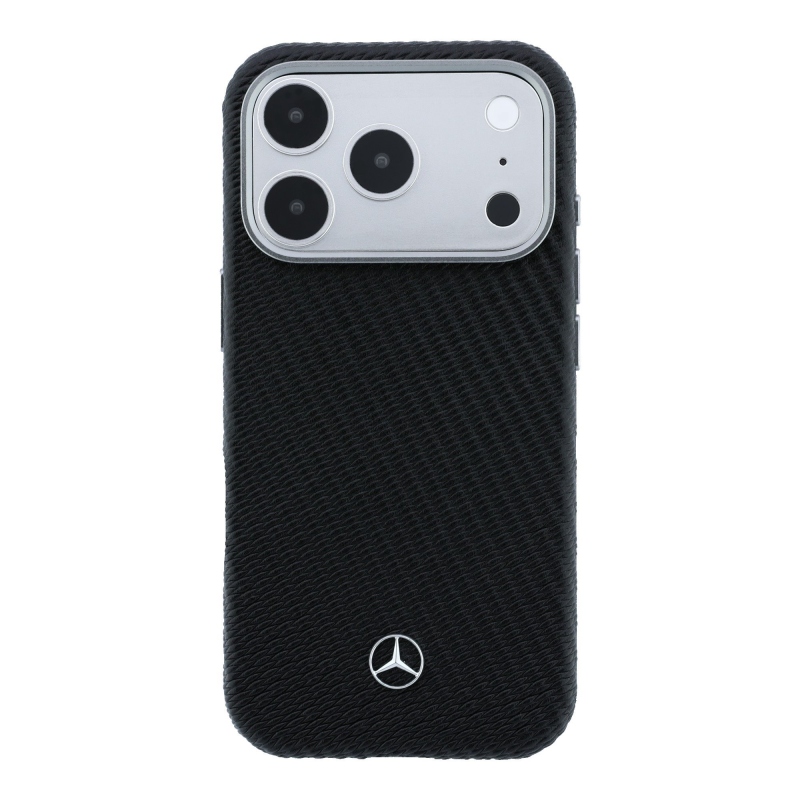 Mercedes PU bőr Semi Wrap MagSafe hátlap iPhone 17 Pro Fekete
