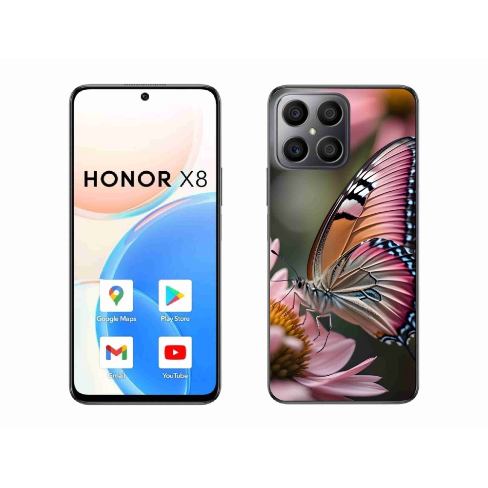 Gél borítás mmCase a Honor X8-hoz - színes pillangó