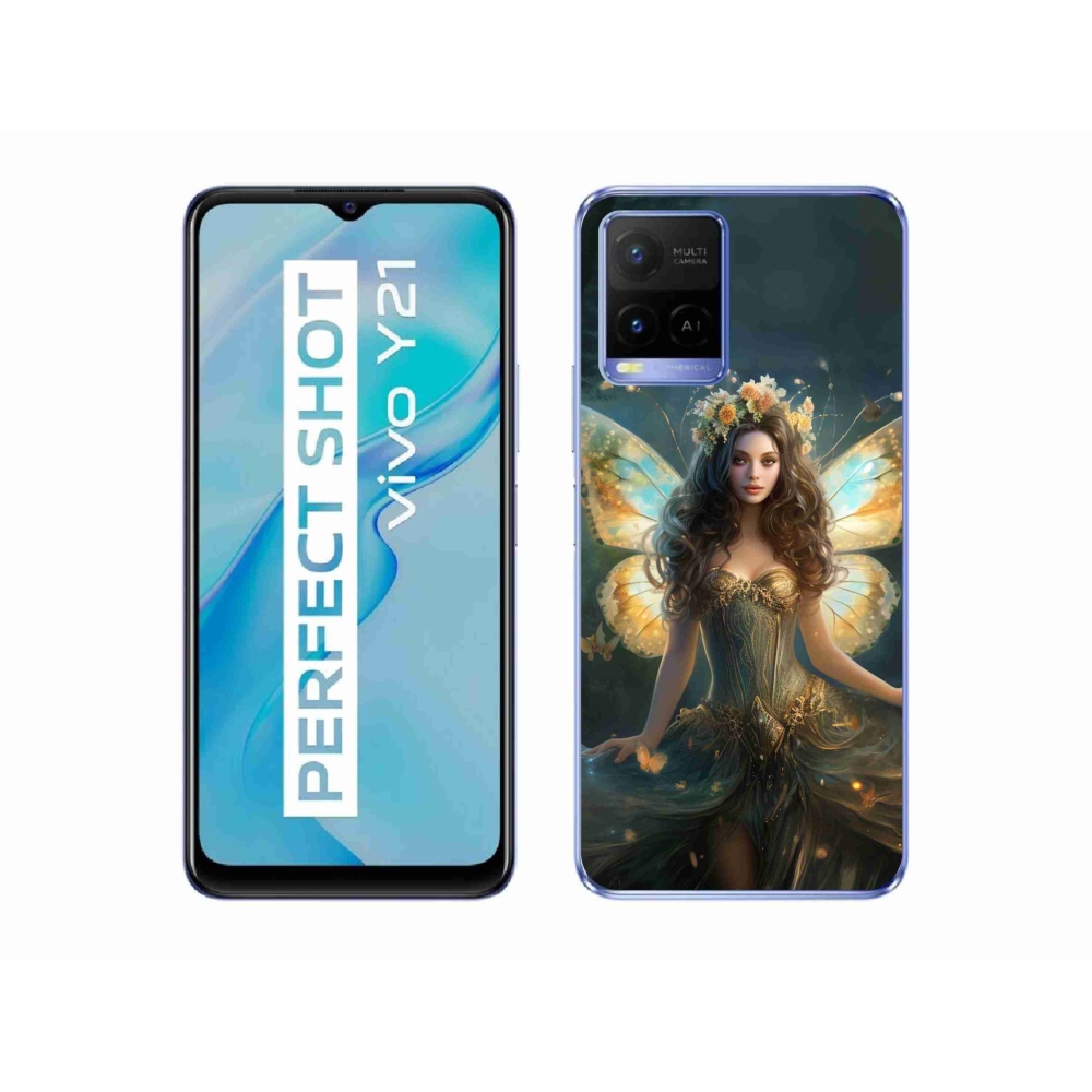 Gél borító mmCase a Vivo Y21/Y21s/Y33s modellhez - pillangó nő