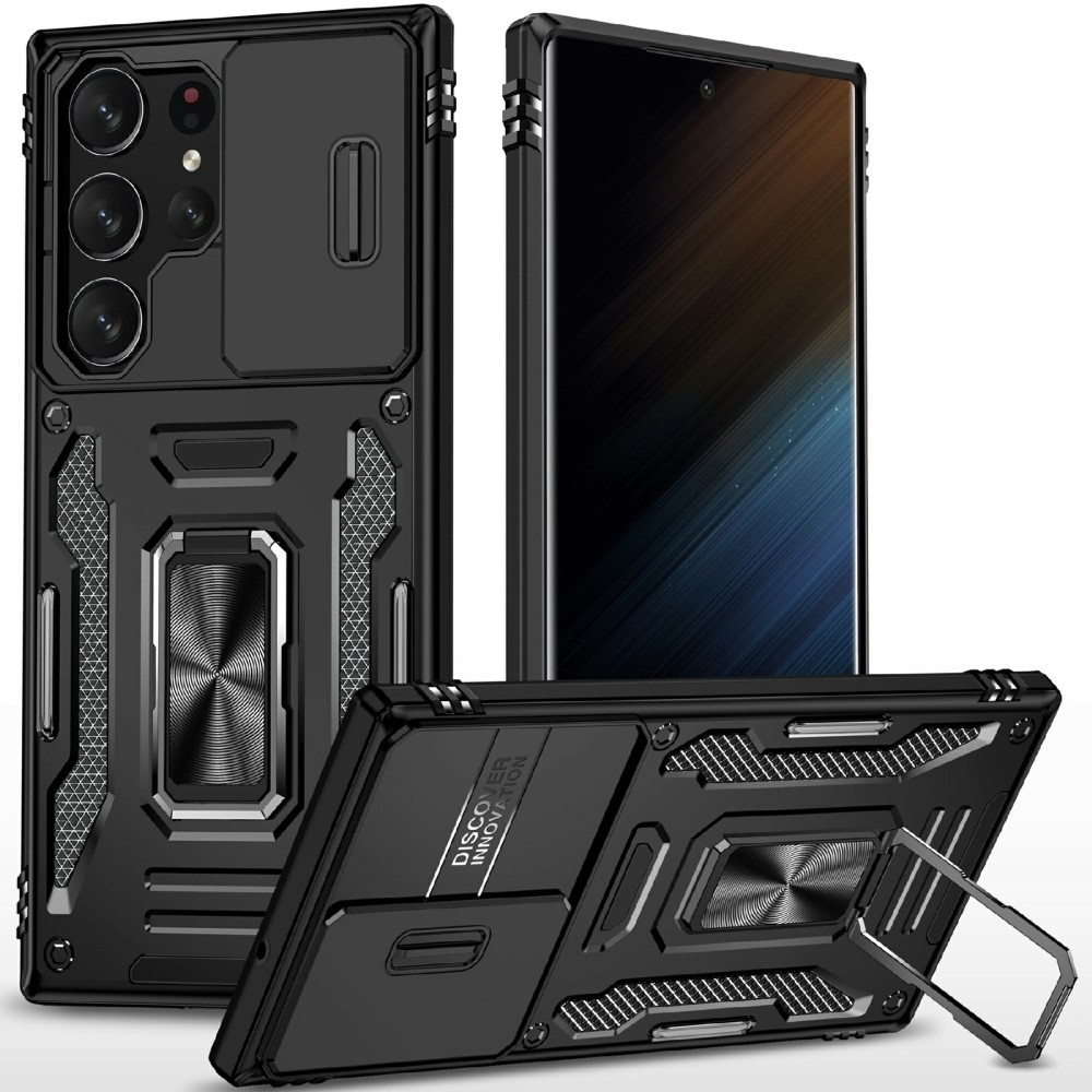 Gyűrűk tartós borítása Samsung Galaxy S25 Ultra készülékhez - fekete