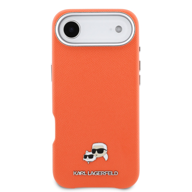 Karl Lagerfeld PU Karl és Choupette fejek Pins MagSafe hátlapi borító az iPhone Air narancssárgához