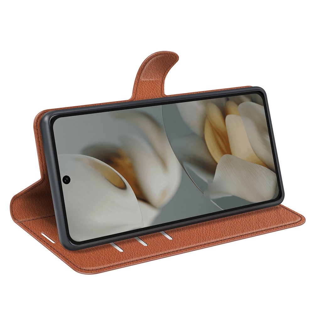 Litchi könyv tok a Google Pixel 10 Pro XL-hez - barna színben