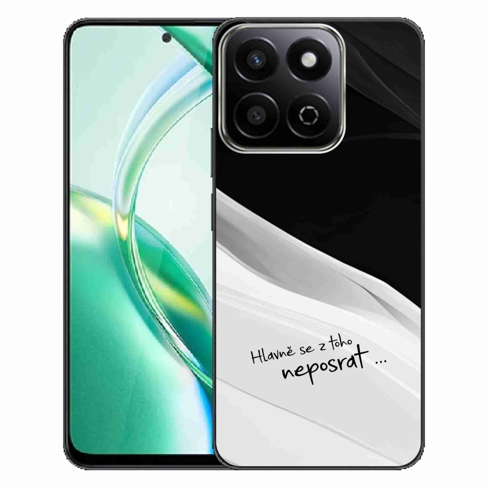 Gél borító mmCase a Honor 200 Smart 5G készülékhez - vicces szöveg 13 fehér és fekete háttérrel