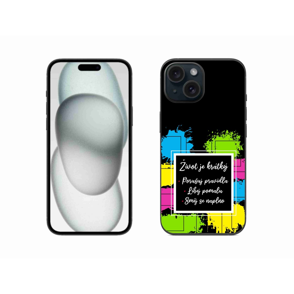 Gél borítás mmCase iPhone 15 - idézem 5 fekete háttérrel