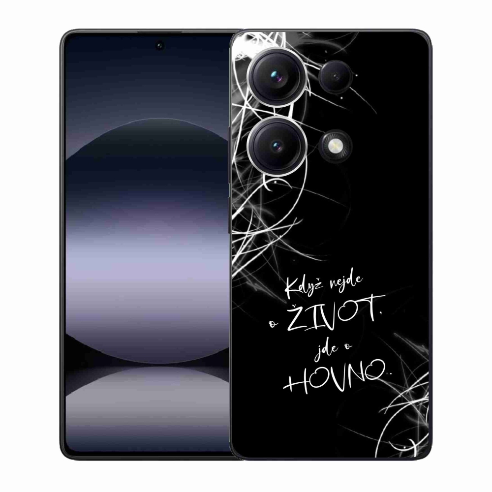 Gél borító mmCase a Xiaomi Redmi Note 14S-hez - vicces szöveg 16 fekete háttérrel