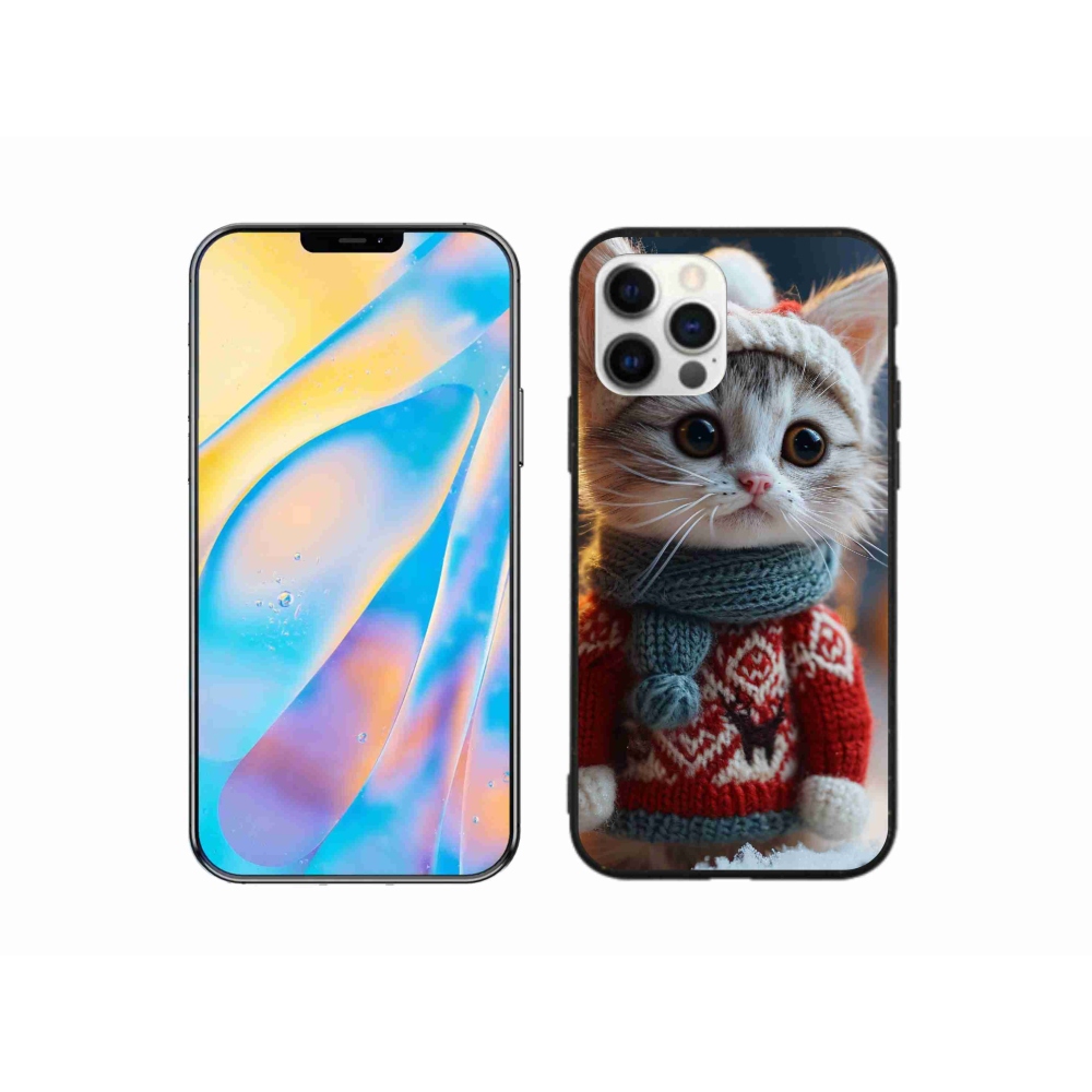 Gél borítás mmCase iPhone 12 készülékhez - cica pulóverben