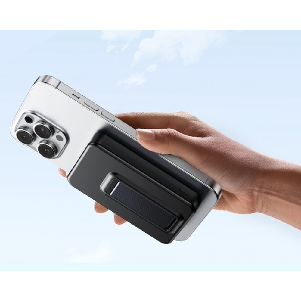 ZKD-03 mágneses külső akkumulátor 10000 mAh 15W állvánnyal - fekete