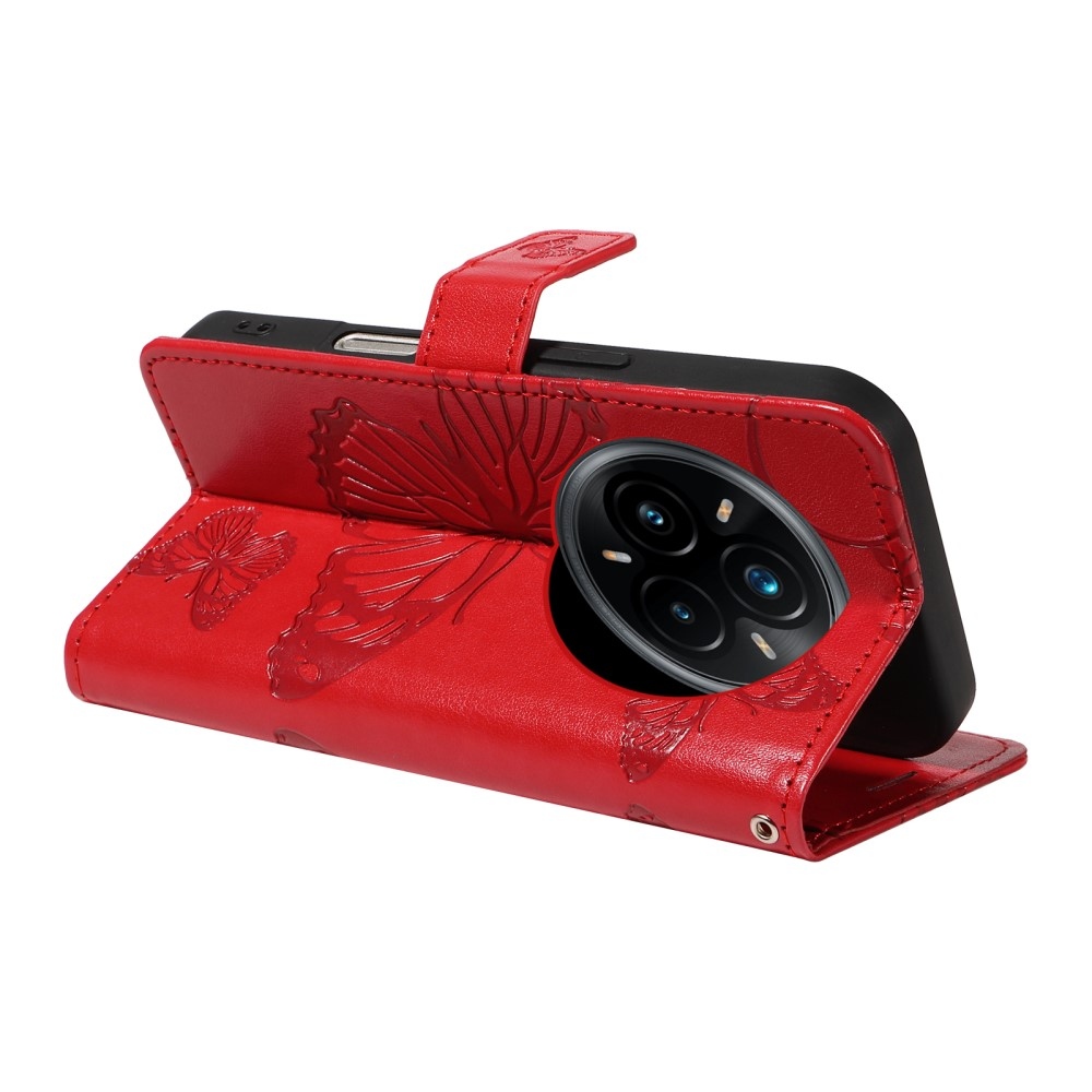 Nagy pillangó könyvtáska a Realme 14 Pro+ 5G számára - piros