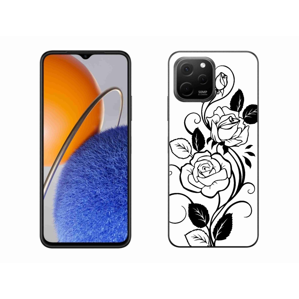 Gél borítás mmCase a Huawei Nova Y61 készülékhez - fekete és fehér rózsa