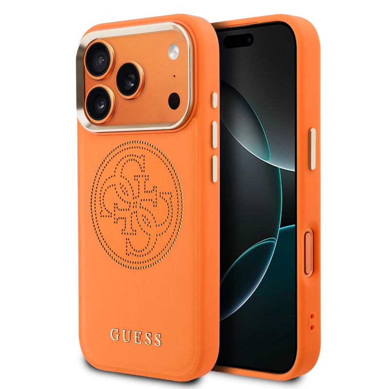 Guess PU perforált 4G hátlap iPhone 17 Pro narancssárga színű hátlaphoz