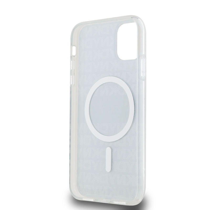 DKNY PC/TPU ismétlődő mintás tonális csíkos Magsafe hátlap iPhone 11 bézs színű készülékhez