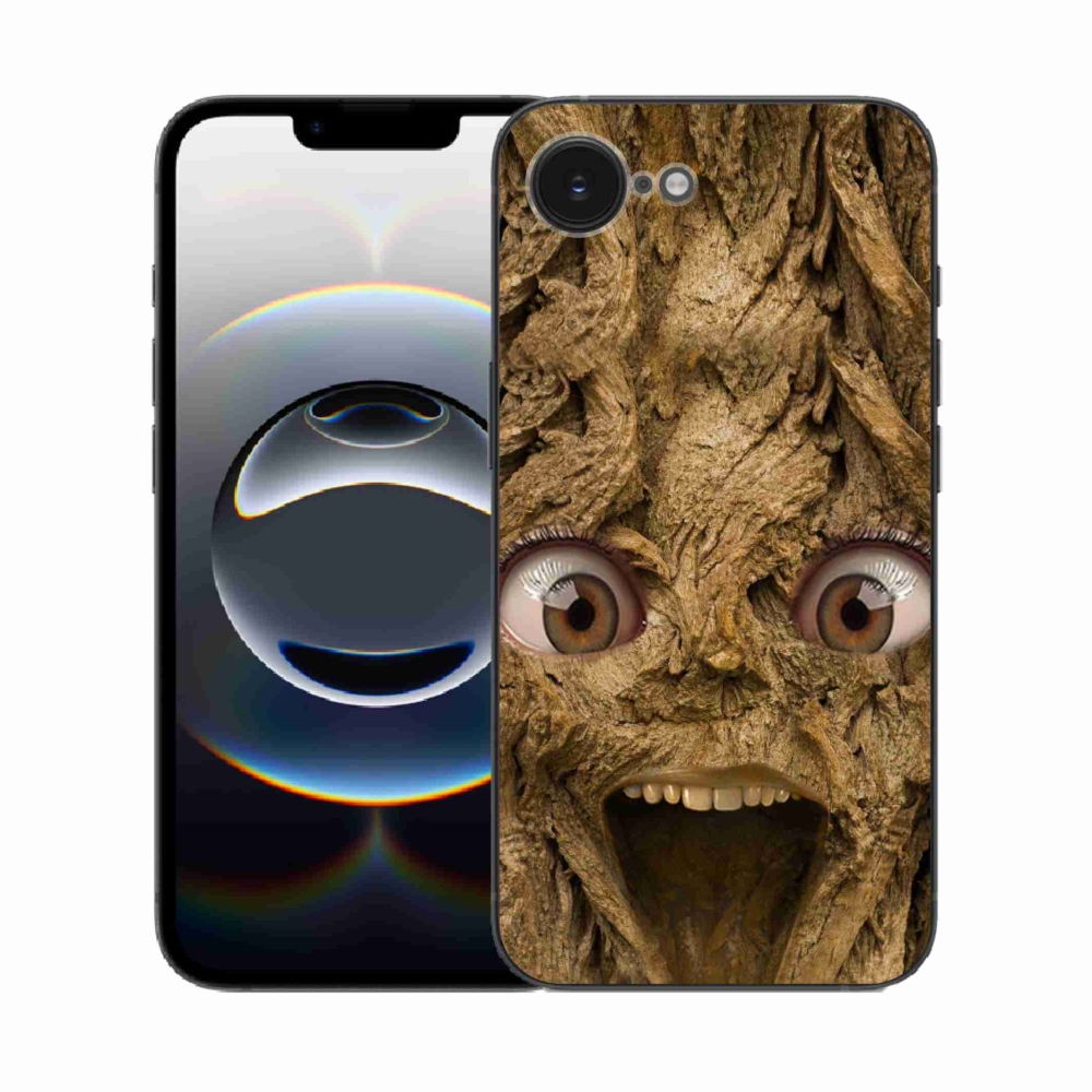 Gél borítás mmCase iPhone 16e készülékhez - boldog fa szemekkel