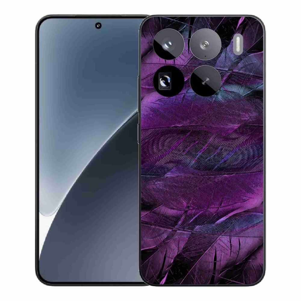 Zselés borítás mmCase a Xiaomi 15 Pro-hoz - lila tollak