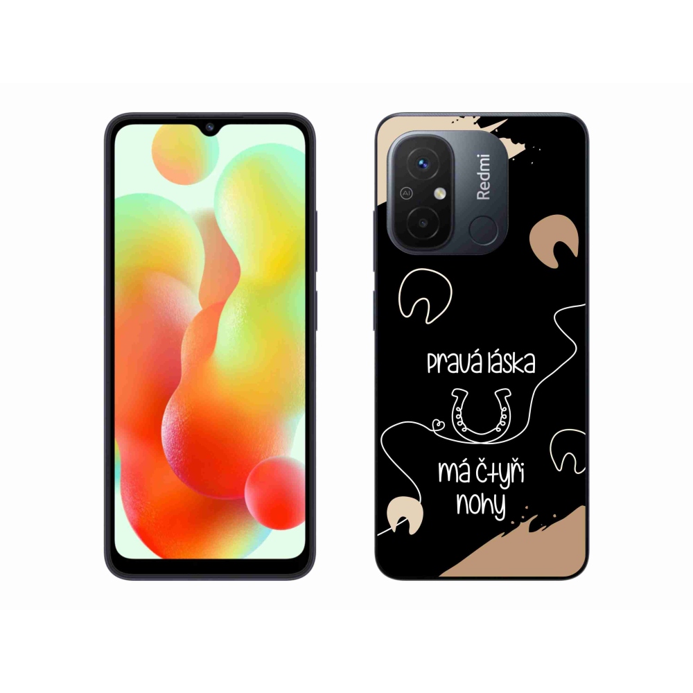 Gél borítás mmCase a Xiaomi Redmi 12C-hez - ló motívum fekete háttérrel