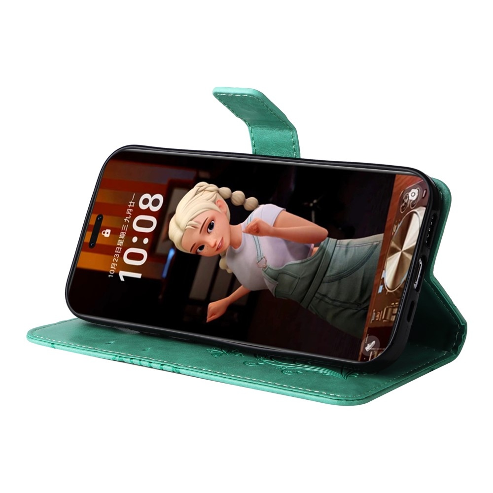 Nagy pillangó könyv tok a Honor Magic 7 Pro 5G számára - teal színű