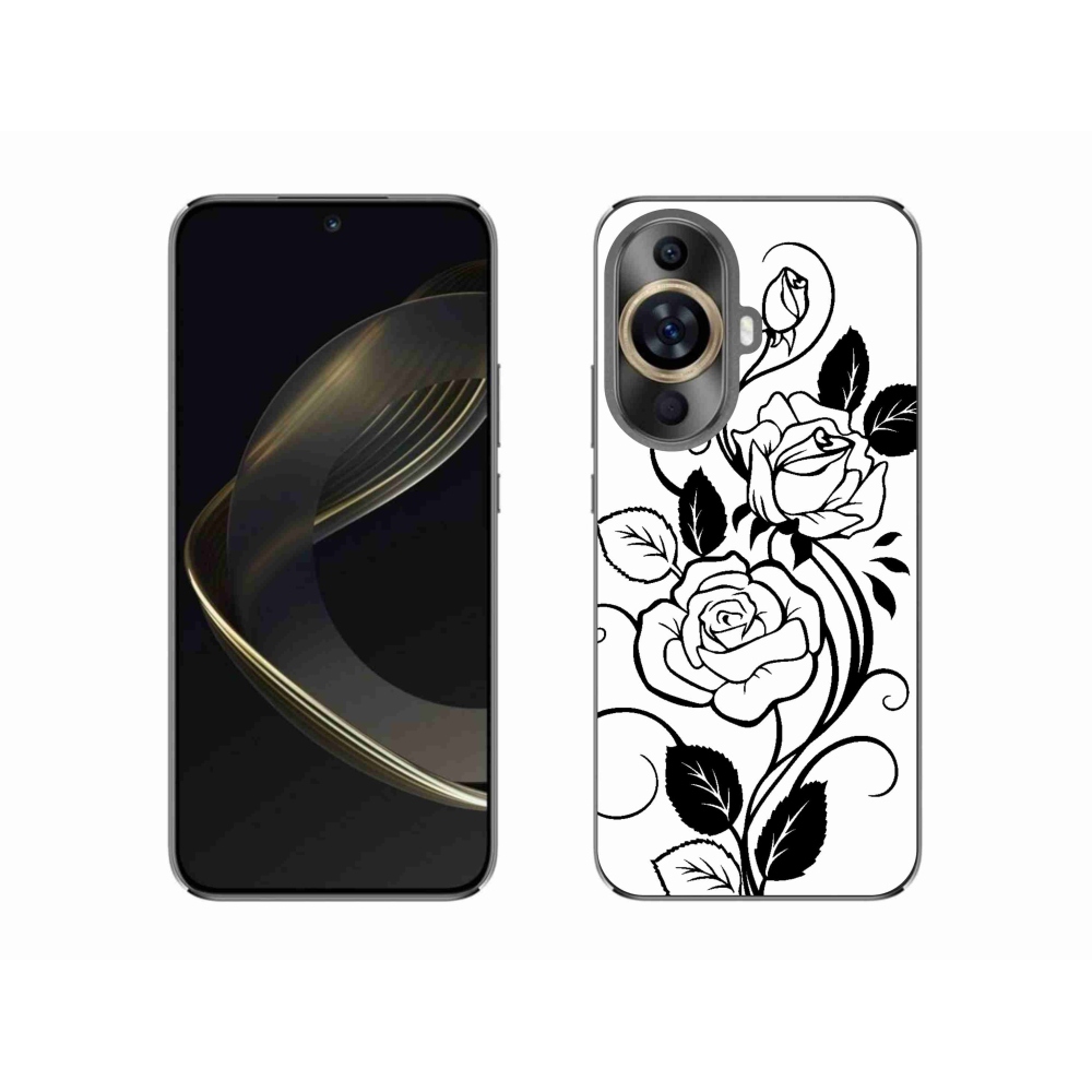 Gél borítás mmCase a Huawei Nova 11-hez - fekete és fehér rózsa
