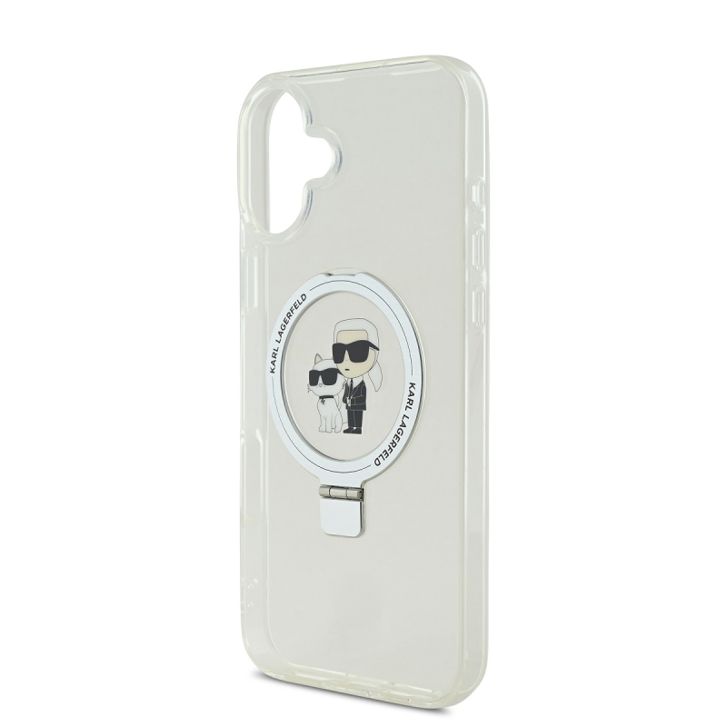Karl Lagerfeld Ringstand Karl és Choupette MagSafe hátlapi borító iPhone 16-hoz Fehér