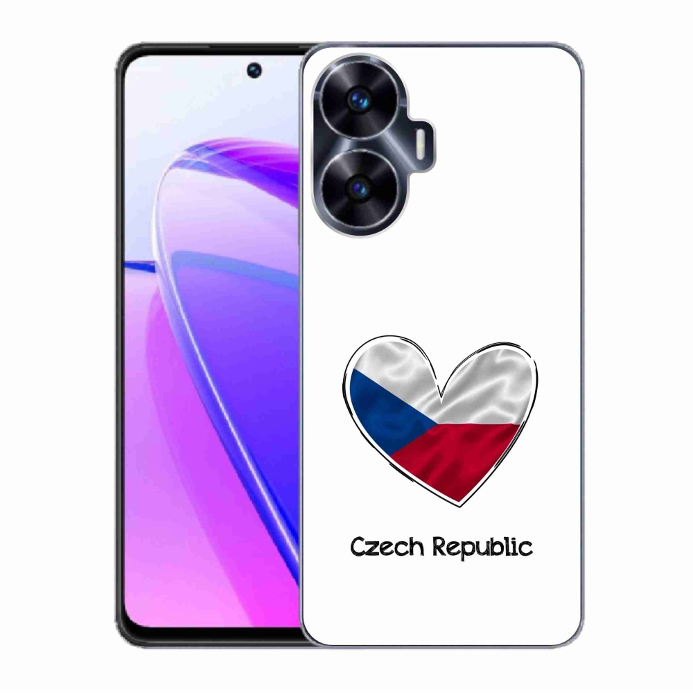 Gél borító mmCase a Realme C55 készülékhez - zászló szív fehér háttérrel