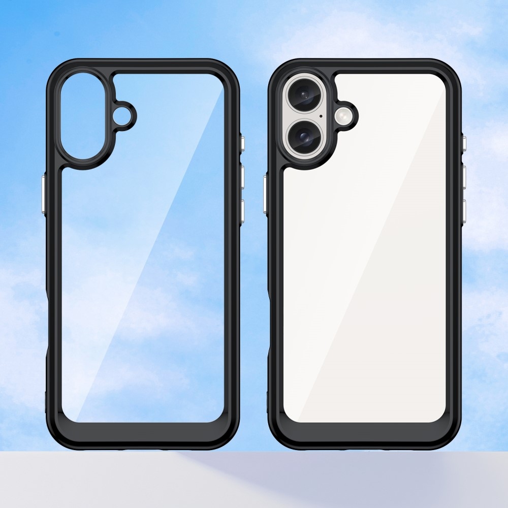 Gél tok fix hátlappal iPhone 16 készülékhez - fekete