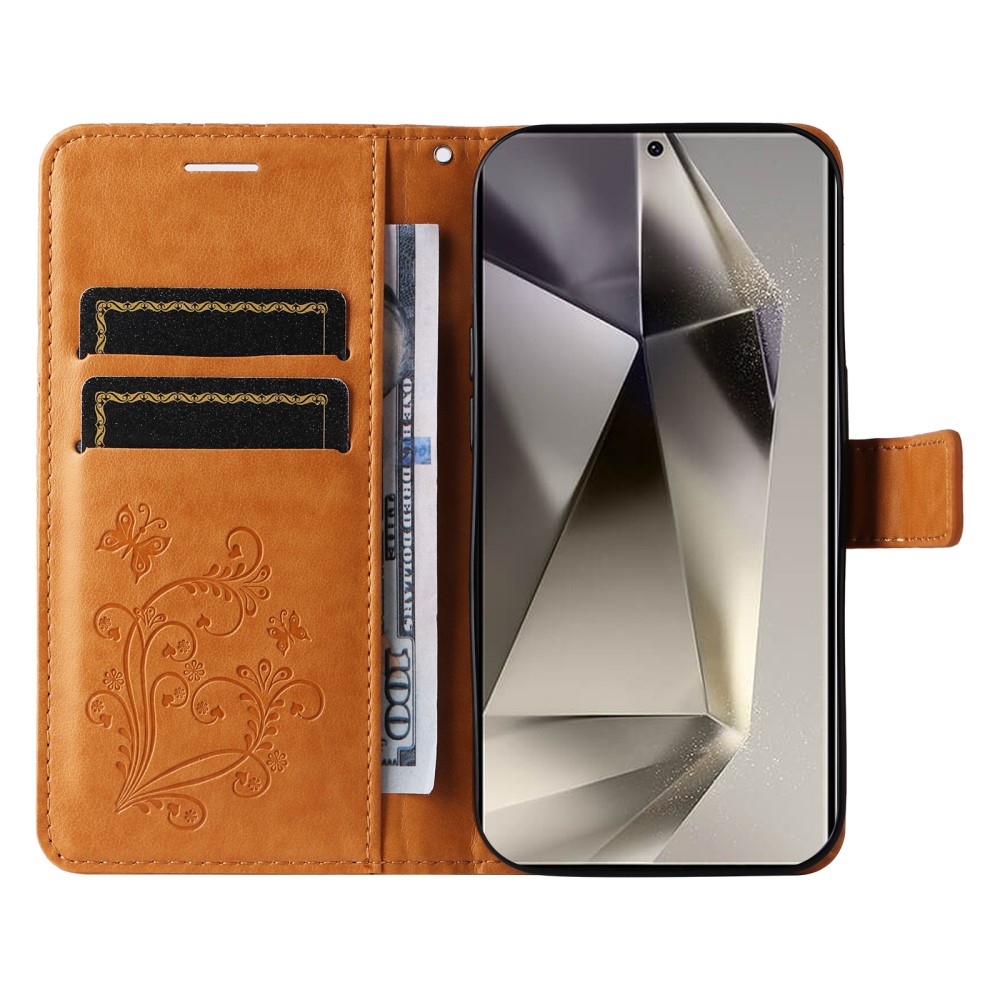 Nagy pillangó könyv tok Samsung Galaxy S25 Ultra készülékhez - sárga