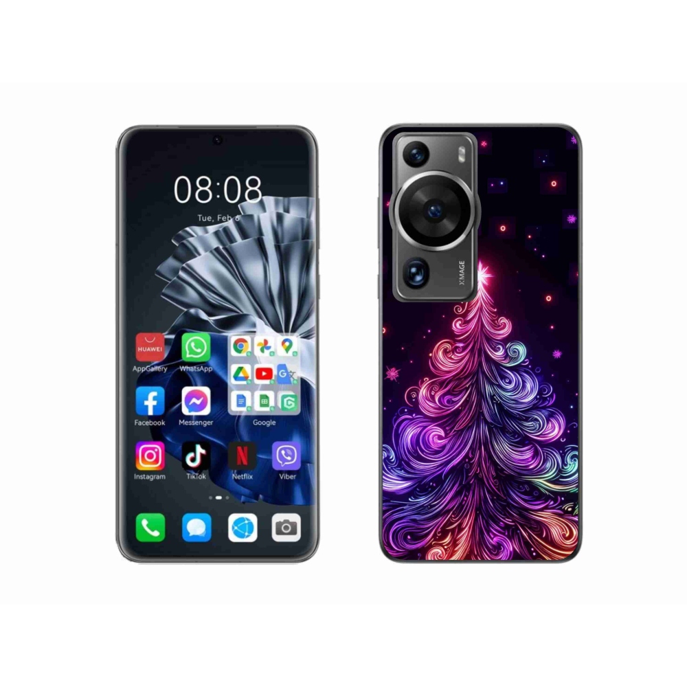 Gél borítás mmCase a Huawei P60 Pro számára - neon karácsonyfa 1