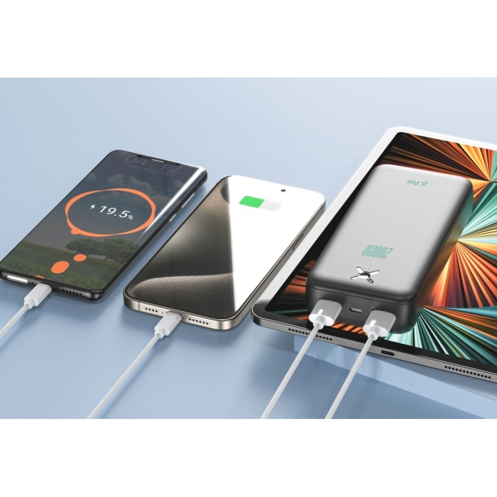 iPEAX Powerbank 20 000 mAh 10,5W 2x USB-A, fekete