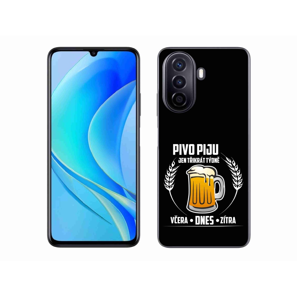 Gél borító mmCase a Huawei Nova Y70 készülékhez - sör motívum fekete háttérrel