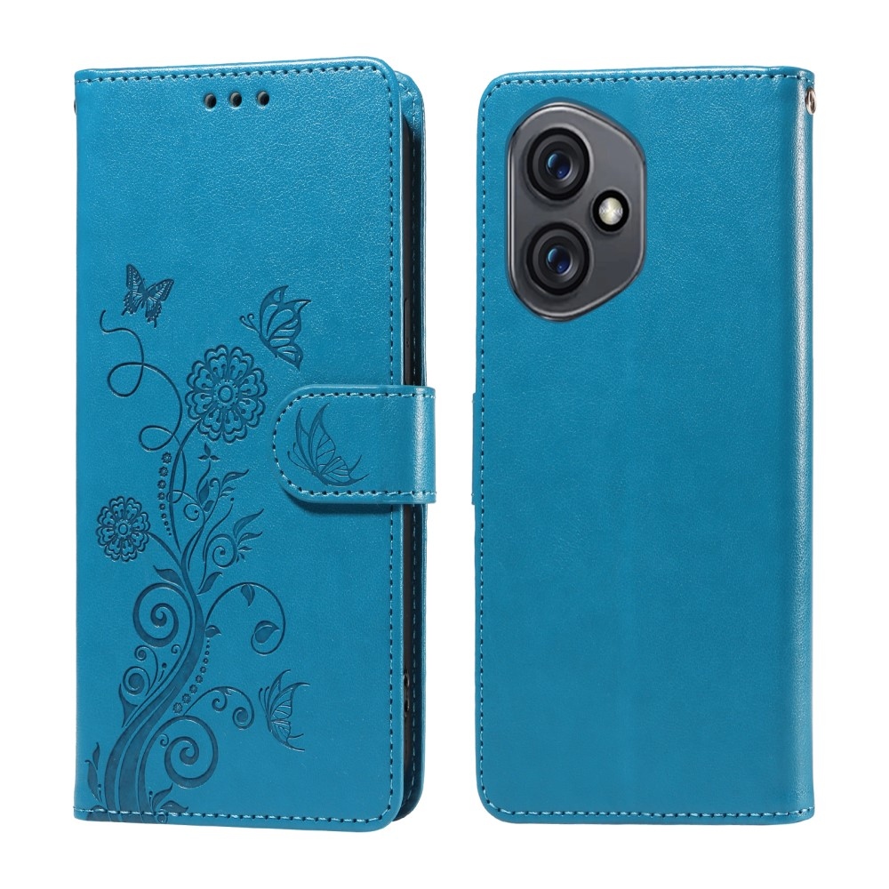 Virágos könyvtáska Honor 400-hoz - kék