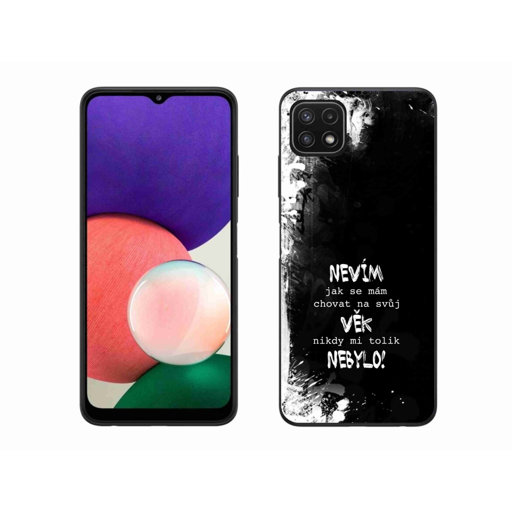 Gél borító mmCase Samsung Galaxy A22 5G - vicces szöveg 14 fekete háttér