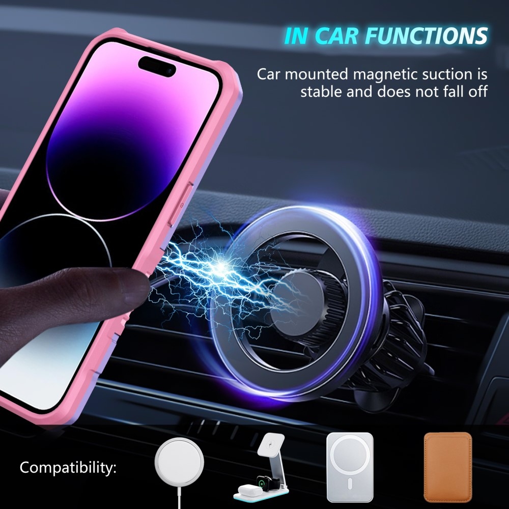 Katonai tartós védőburkolat MagSafe-vel iPhone 14 Pro Max készülékhez - rózsaszín/lila