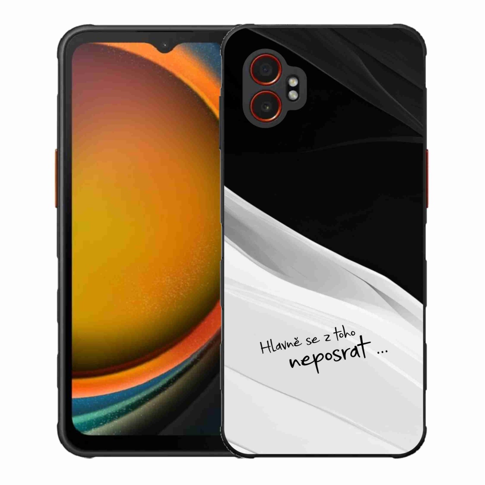 Gél borítás mmCase Samsung Galaxy Xcover 7 Pro - vicces szöveg 13 fehér és fekete háttérrel