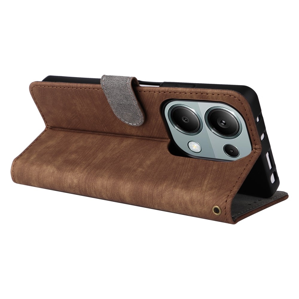 RFID könyvtáska Xiaomi Redmi Note 14S/Note 13 Pro 4G/Poco M6 Pro - barna színben