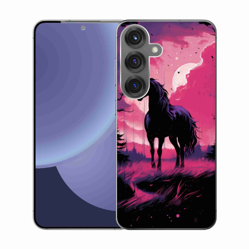 Zselés borítás mmCase Samsung Galaxy S25 - fekete rajzfilm ló 1