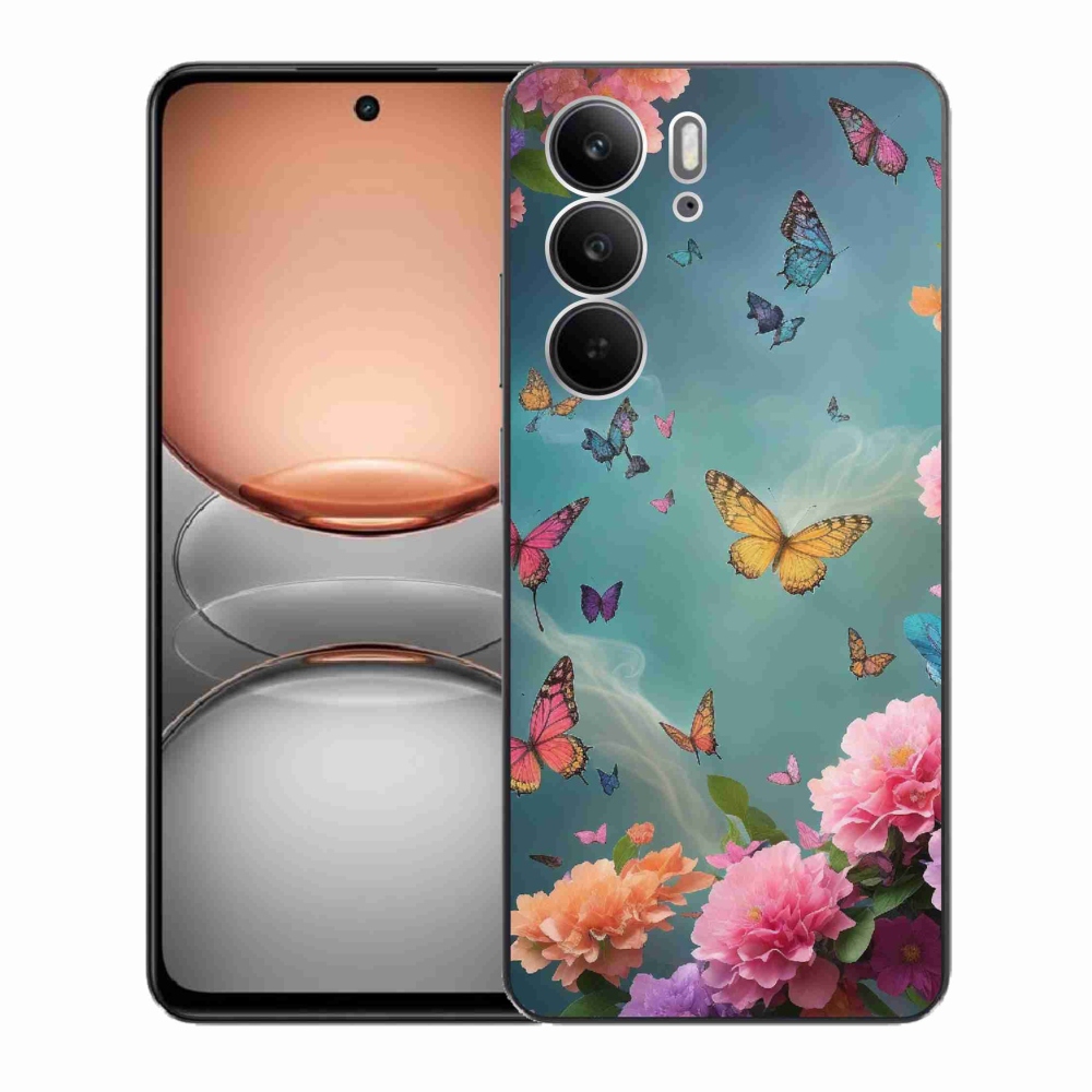 Gél borító mmCase a Realme C75 készülékhez - színes virágok és pillangók