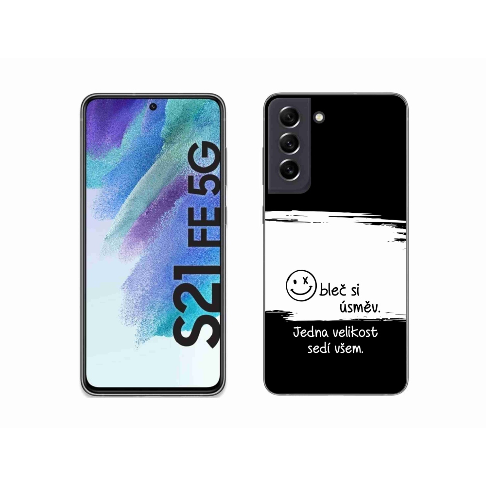 Gél borító mmCase Samsung Galaxy S21 FE 5G - vicces szöveg 8 fekete-fehér háttérrel