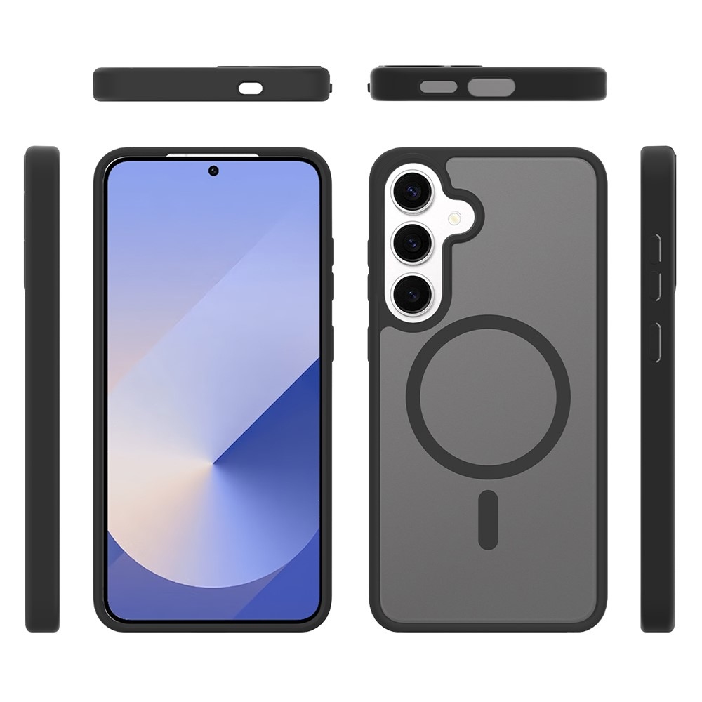 Bőr zselés tok fix hátlappal és MagSafe támogatással Samsung Galaxy S25+ készülékhez - fekete