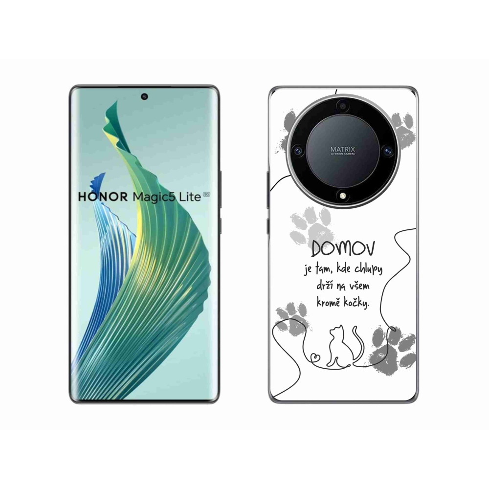 Gél borító mmCase a Honor Magic 5 Lite 5G készülékhez - macska motívum fehér háttérrel