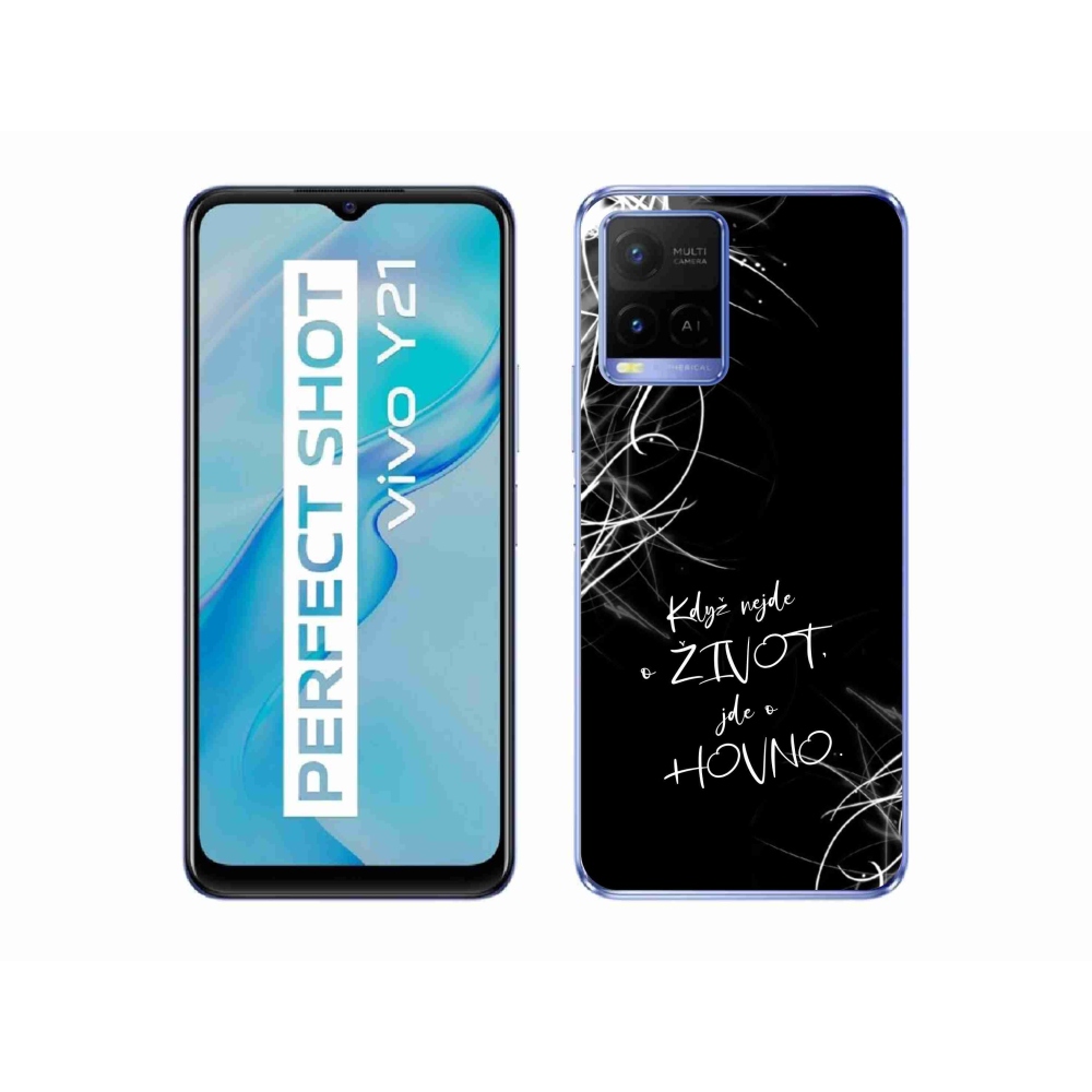 Gél borító mmCase a Vivo Y21/Y21s/Y33s készülékhez - vicces szöveg 16 fekete háttér