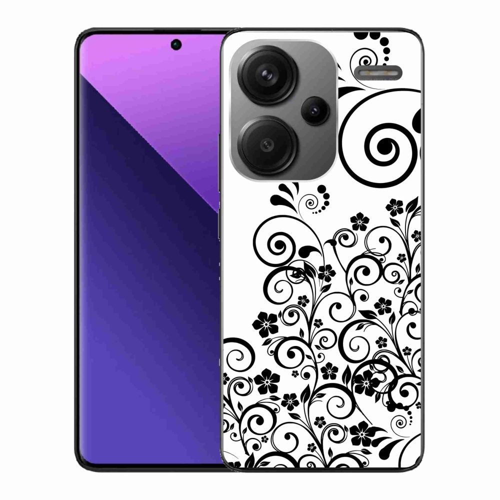 Gél borítás mmCase a Xiaomi Redmi Note 13 Pro+ 5G-hez - fekete és fehér virágminták