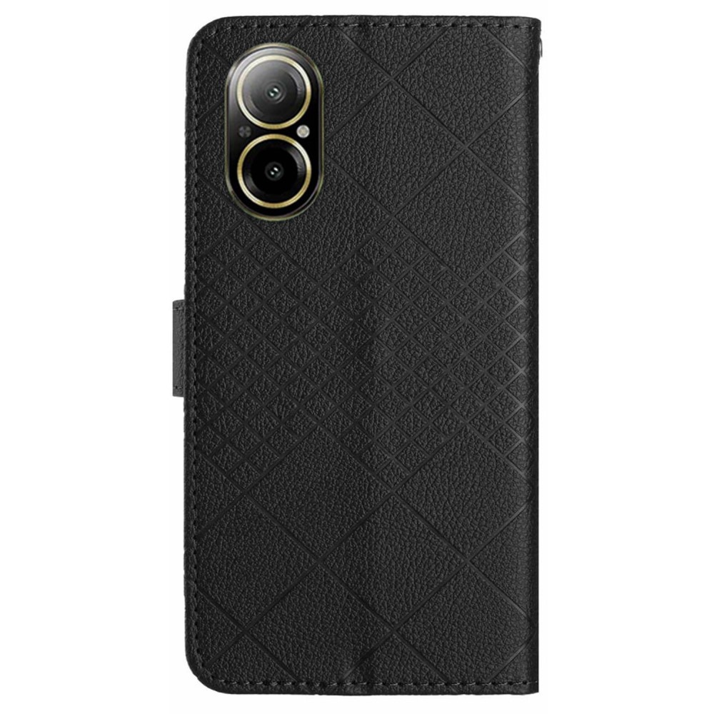 Textúrás könyvtáska mobilhoz Realme C67 - fekete