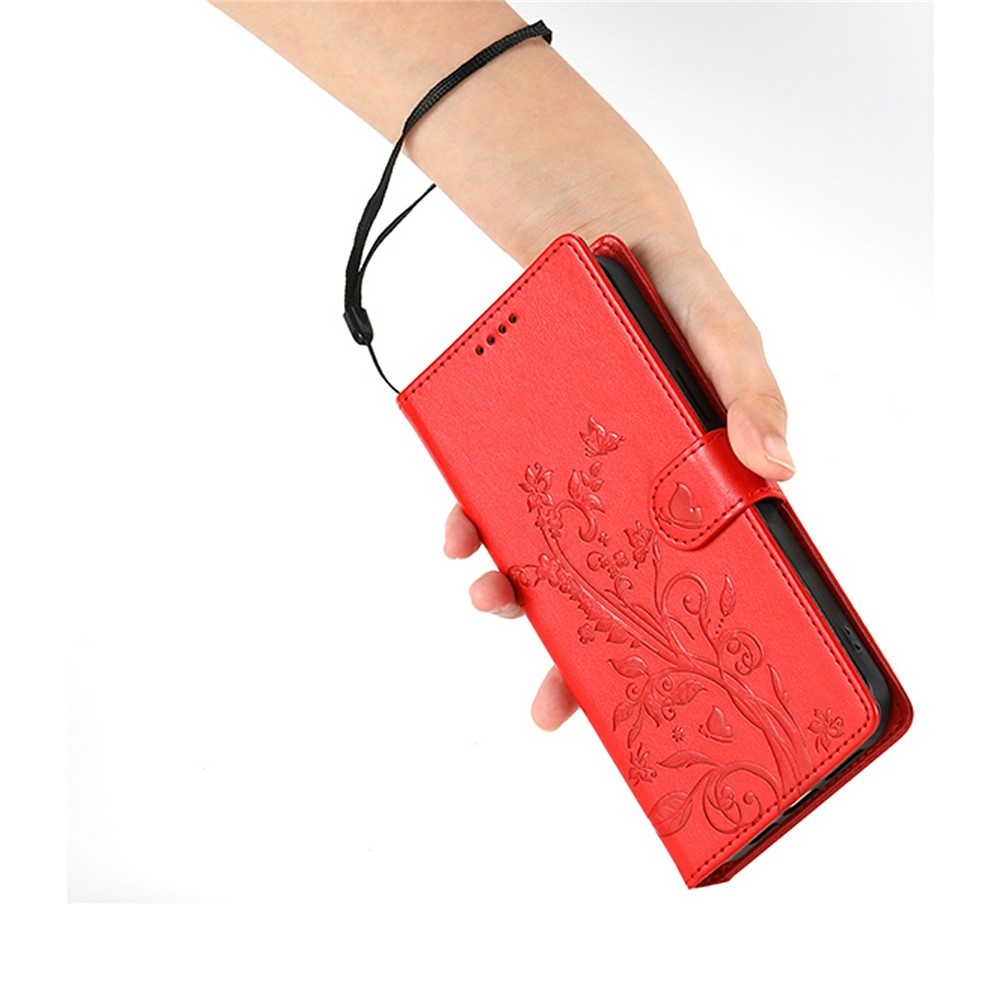 Virágos könyv tok Xiaomi Redmi 15 5G (169mm) - piros