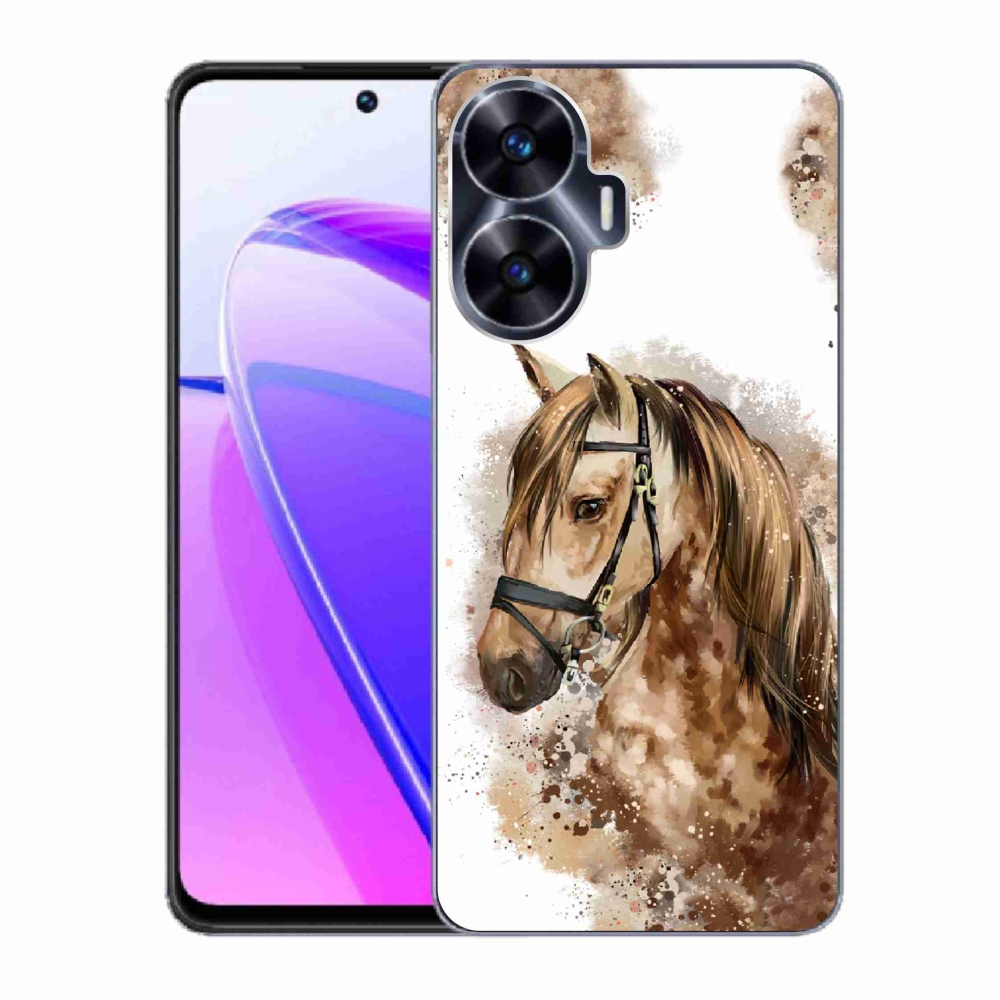 Zselés borító mmCase a Realme C55 készülékhez - barna rajzfilm ló