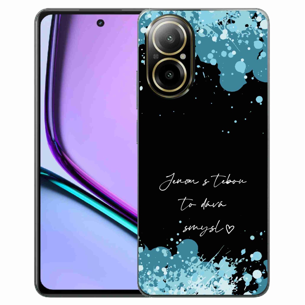 Gél borító mmCase a Realme C67 készülékhez - szerelmes szöveg fekete háttérrel