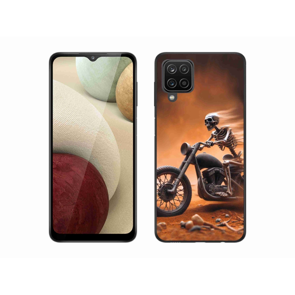 Gél borító mmCase Samsung Galaxy M12 készülékhez - csontváz egy motorkerékpáron