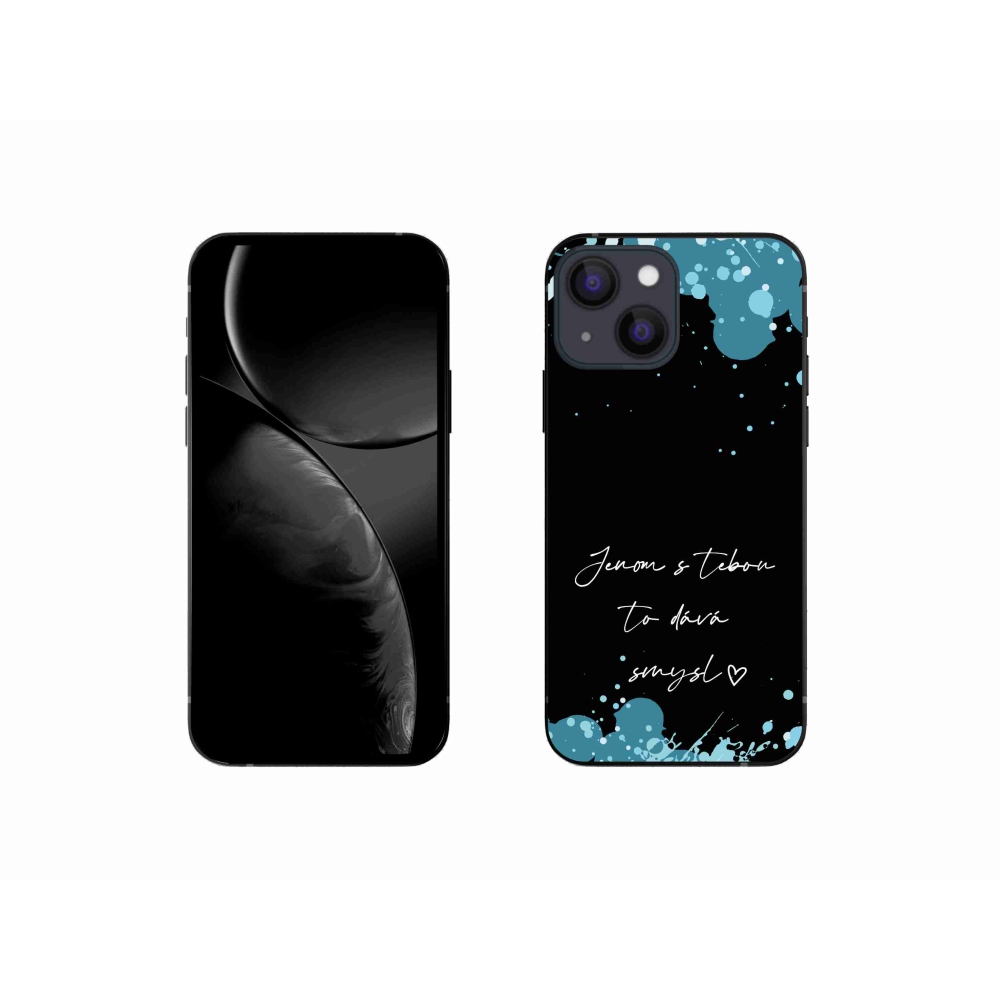 Gél borító mmCase iPhone 13 mini 5.4 - szerelem szöveg fekete háttérrel