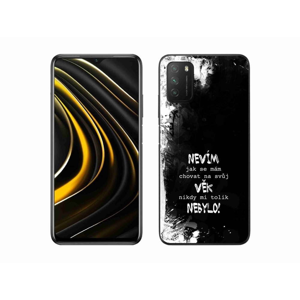 Gél borító mmCase a Xiaomi Poco M3-hoz - vicces szöveg 14 fekete háttér
