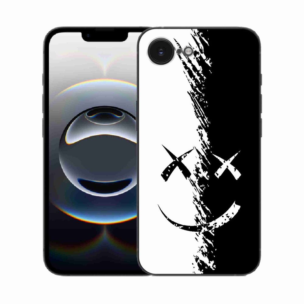 Zselés borítás mmCase iPhone 16e készülékhez - fekete-fehér mosolygó