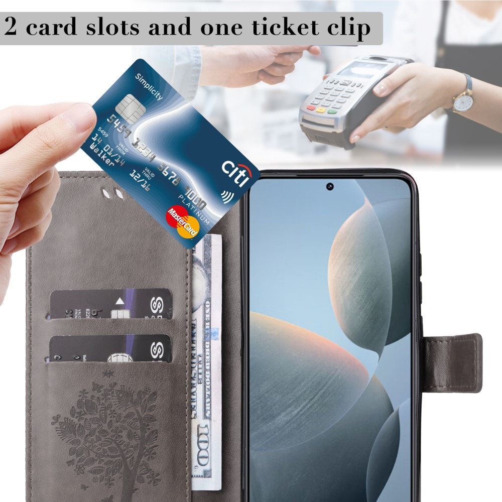 Fák könyv tok Xiaomi 14T-hez - szürke